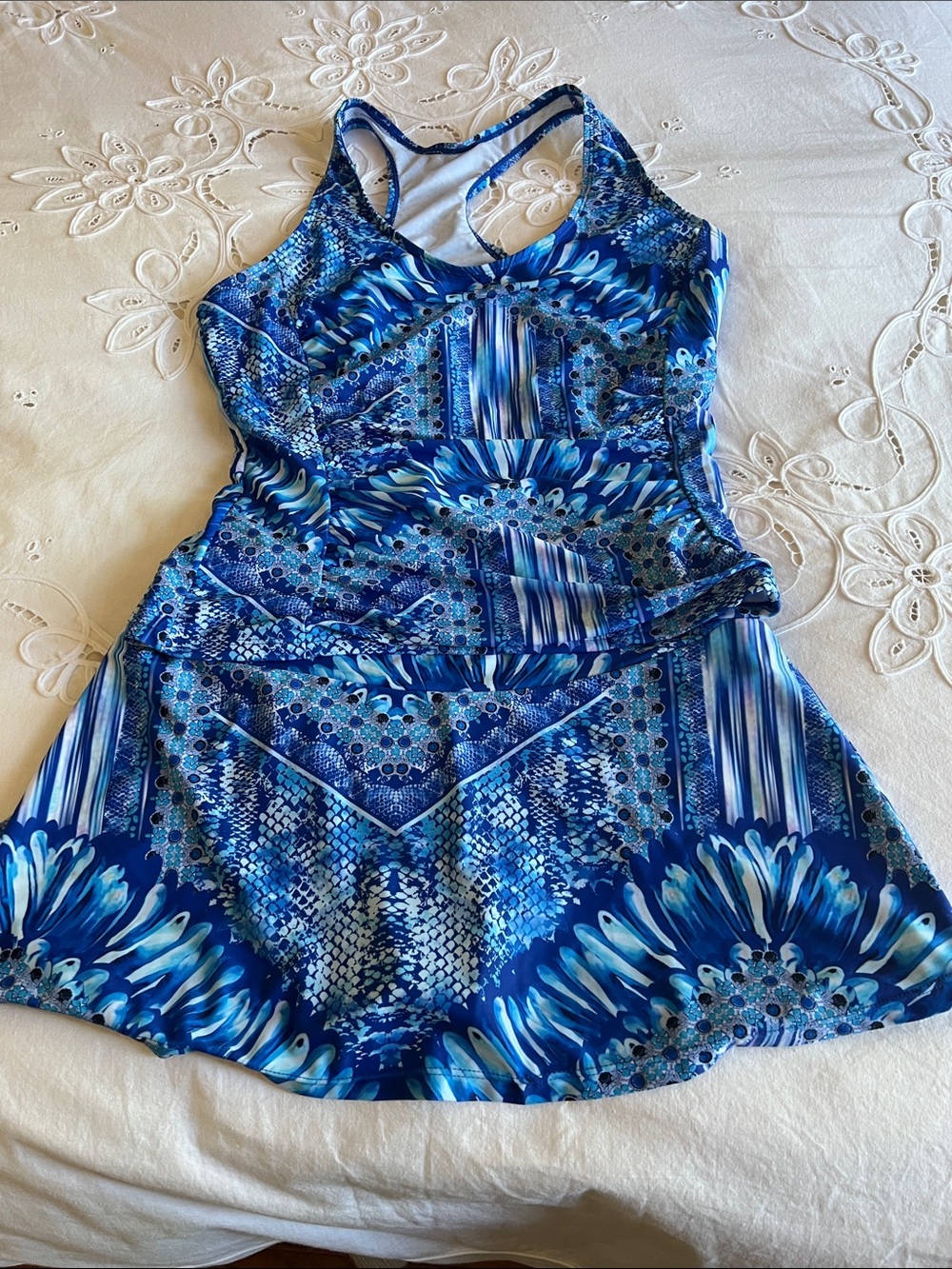 Blue Patterned Women’s Swim Dress